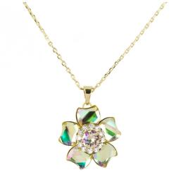Pami Accessories Colier cu floare cu cristale Swarovski, placat cu aur, 38 + 3 cm, CLC-140, Auriu