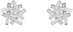 Pami Accessories Cercei dama cu cristal Swarovski si strasuri zirconiu, placati cu aur alb, 18x18 mm, CCC-70, Argintiu