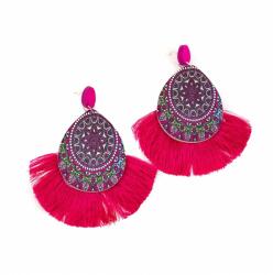 Pami Accessories Cercei din lemn Pami, JD1218-467, 6.5x5 cm, Ciclam