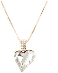 Pami Accessories Colier cristal Swarovski inima si strasuri placat cu aur roz, CLC-110, 42 + 5 cm, Auriu roze