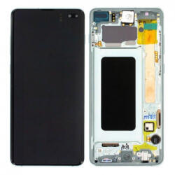 Samsung G975 Galaxy S10+, S10 Plus Előlap Keret+LCD Kijelző+Érintőüveg, Zöld, Prism Green (GH82-18849E, GH82-18834E) Service Pack