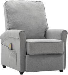 vidaXL Fotoliu de masaj rabatabil electric, gri deschis, textil (3073709)