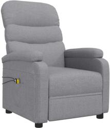 vidaXL Fotoliu de masaj electric rabatabil, gri deschis, textil (3073694)