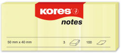 KORES Notes autoadeziv 40x50 mm, 3x100 file/set, KORES Pastel