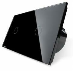 LIVOLO Intrerupator simplu + simplu Livolo vl-c701c701-12 cu touch din sticla Negru (vl-c701/c701-12)