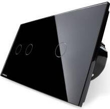 LIVOLO Intrerupator dublu + simplu Livolo vl-c702c701-12 cu touch din sticla Negru (vl-c702/c701-12)