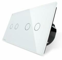 LIVOLO Intrerupator dublu + dublu Livolo vl-c702c702-11 cu touch din sticla Alb (vl-c702/c702-11)