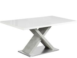 TEMPO KONDELA Étkezőasztal, fehér magasfényű HG|beton, 160x90 cm, FARNEL