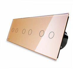 LIVOLO Intrerupator dublu+dublu+dublu Livolo vl-c702c702c702-13 cu touch din sticla Auriu (vl-c702/c702/c702-13)