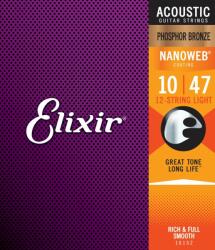  Elixir Phosphor Bronze NanoWeb (16152) 10-47 12 húros Light akusztikus húrkészlet - hangszercenter