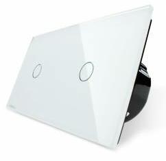 LIVOLO Intrerupator simplu + simplu cu touch Livolo vl-c701c701-11 din sticla Alb (vl-c701/c701-11)