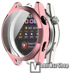 Huawei Watch 3 Pro 48mm, Okosóra szilikon védőtok, előlapvédős, Galvanizált Rózsaszín