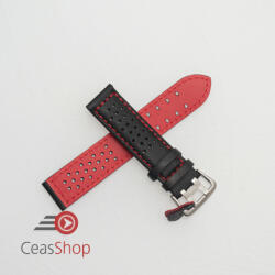  Curea perforata neagra cu cusătură roșie 24mm - 3805324