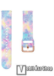  Okosóra szíj - szilikon - SZÍNES FELHŐ MINTÁS - 86mm+128mm hosszú, 22mm széles - SAMSUNG Galaxy Watch 46mm / Watch GT2 46mm / Watch GT 2e / Galaxy Watch3 45mm / Honor MagicWatch 2 46mm