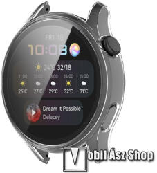 Okosóra műanyag védő tok / keret - ÁTLÁTSZÓ - 9H edzett üveg előlap védő is! - HUAWEI Watch 3 46mm