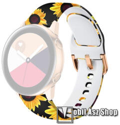 Okosóra szíj - szilikon - NAPRAFORGÓ MINTÁS - 86mm+128mm hosszú, 22mm széles - SAMSUNG Galaxy Watch 46mm / Watch GT2 46mm / Watch GT 2e / Galaxy Watch3 45mm / Honor MagicWatch 2 46mm