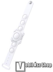 Szilikon szíj Apple AirTag-hez - állítható méret, stresszoldó buborék, 210mm hosszú - FEHÉR