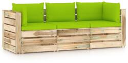 vidaXL Canapea de grădină cu 3 locuri cu perne, lemn impregnat verde (3074566)