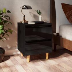 vidaXL Noptieră & picioare lemn masiv pin negru extralucios 40x35x50cm (805865)