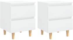 vidaXL Noptiere & picioare lemn pin 2 buc. alb extralucios 40x35x50 cm (805864)