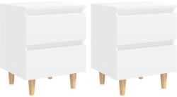 vidaXL Noptiere cu picioare lemn masiv pin, 2 buc. , alb, 40x35x50 cm (805852)