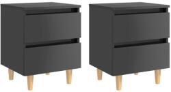 vidaXL Noptiere & picioare lemn pin 2 buc. gri extralucios 40x35x50 cm (805868)