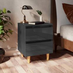 vidaXL Noptieră & picioare lemn masiv pin gri extralucios 40x35x50 cm (805867)