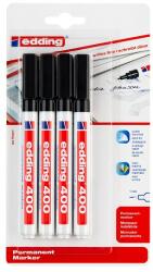 edding Marker permanent Edding 400, varf rotund 1 mm, negru, 4 bucati/blister (ED40041B) - birotica-asp