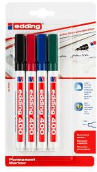edding Marker permanent Edding 400, varf rotund 1 mm, culori asortate, 4 bucati/blister (ED40099B)