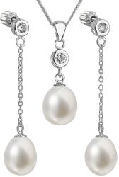 Pavona Set din argint cu perle și cristale Swarovski 29005.1 alb