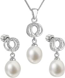 Pavona Set de perle cu argint și zirconiu cubic 29003.1 alb