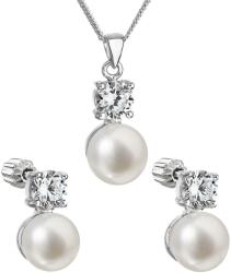 Pavona Set din argint cu perle și cristale Swarovski 29002.1 alb