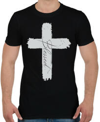 printfashion BlessedGrey - Férfi póló - Fekete (5228357)