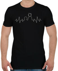 printfashion Rick és Morty heartbeat fehér - Férfi póló - Fekete (5235057)