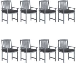 vidaXL 8 db szürke tömör akácfa kerti szék párnákkal (3078249)