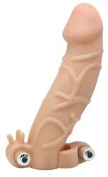 Charmly Toy Manson Penis Cu Vibratii Cyberskin Extension Sleeve Dual Powerful Vibrators, Natural