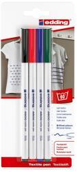 edding Marker Edding 4600, pentru textile, varf rotund 1 mm, 4 culori/blister (ED46008)