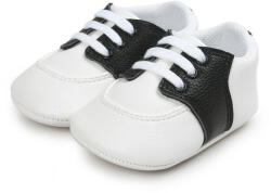 Superbebeshoes Pantofiori eleganti albi cu insertie neagra