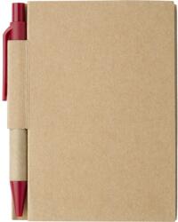 Jegyzetfüzet A/7 újrahasznosított +toll, 80lap, natúr/piros (fekete tollbetéttel) (6419-08)