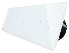 LIVOLO Intrerupator simplu+simplu+dublu Livolo cu touch din sticla Alb (vl-c701/701/702-11)