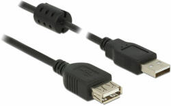 Delock 84884 USB 2.0 A apa - USB 2.0 A anya kábel 1m - Fekete (84884)