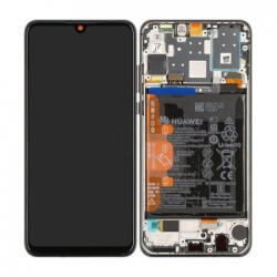 Huawei P30 Lite (48mp hátlapi kamerás verzió), P30 Lite 2020 (New Edition) LCD Kijelző+Érintőüveg+Előlap Keret+Akkumulátor Fekete, Midnight Black (02353FPX, 02352RMU, 02353DQU, 02352RPW) Gyári, Service Pack