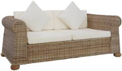 vidaXL Canapea cu 2 locuri cu perne, culoare naturală, ratan (283073) - comfy