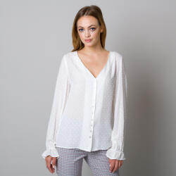 Willsoor Bluză albă pentru femei cu model cu buline 12936