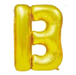 Arany színű, betű alakú fólia lufi, léggömb - B