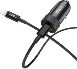 hoco. Z32A autós töltő (lightning kábel), QC 3.0, max. 18W, LED állapotjelző, fekete