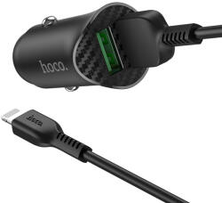 hoco. Z39 autós gyorstöltő (2USB port, lightning kábel), 1m kábelhossz, USB 3.0 max. 18W, fekete