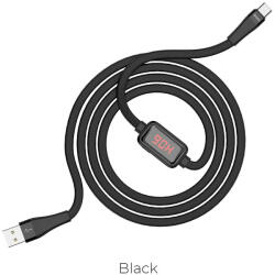 hoco. S4 type-C kábel, 3A, LED állapotjelző, túltöltés elleni védelem, fekete
