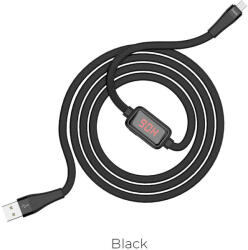 hoco. S4 microUSB kábel, 3A, LED állapotjelző, túltöltés elleni védelem, fekete