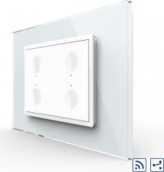 LIVOLO Intrerupator cvadruplu cap scara-cap cruce Livolo wireless cu touch rama din sticla Alb (vl-fc4sr-3wp-11)